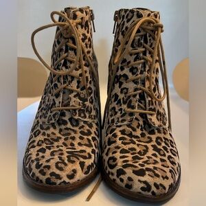 Lucky Brand Leopard Print Lace-Up Ankle Boots